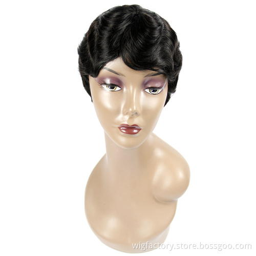 Cheap human wig,women razor cut hair wigs human hair short wig,wholesale non lace machine made human hair wigs